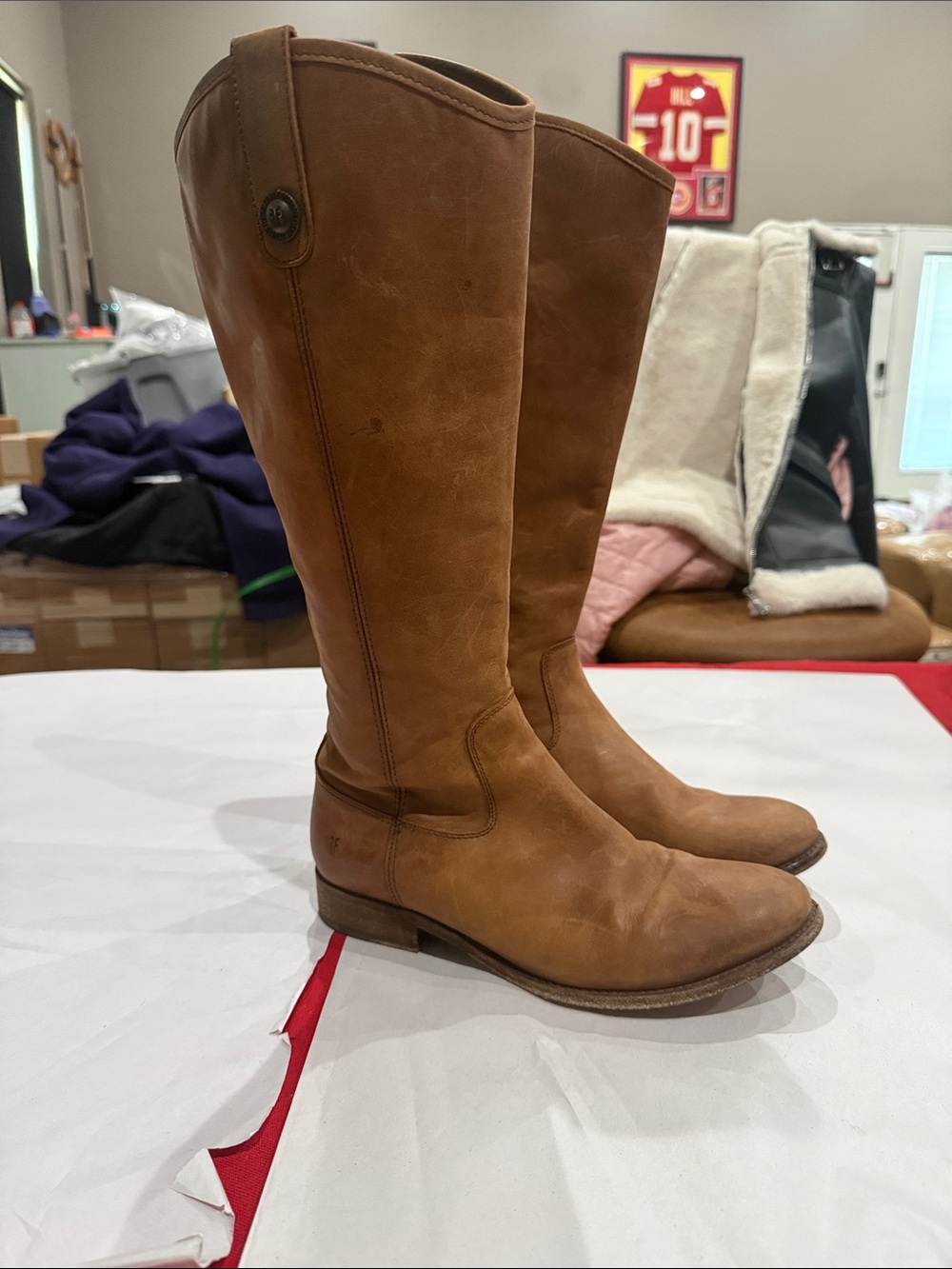Frye Women's Tall Leather Riding Boots - Cognac Tan